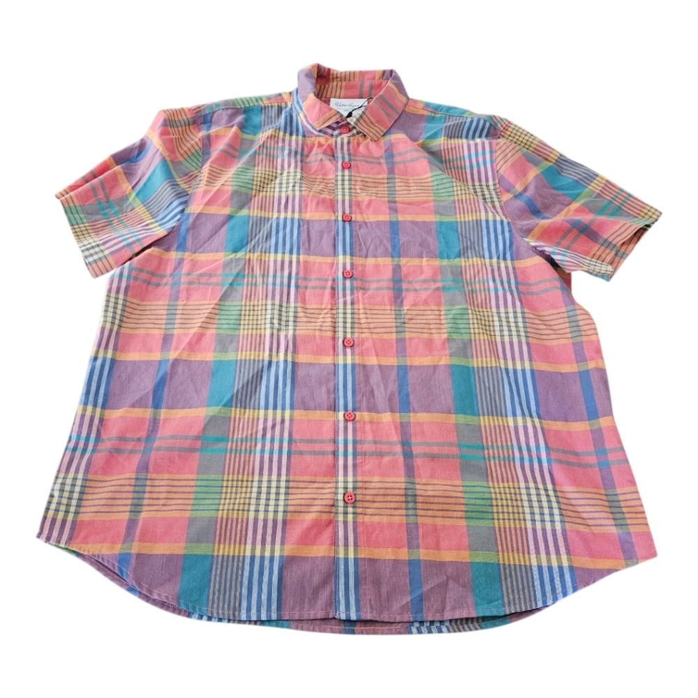 Walter Hagen Clubhouse Button Down Plaid Shirt Size L Preppy Multicolor